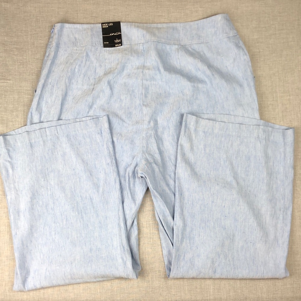 14W 16W 18W INC Wide Leg Chambray Pants Plus Size - Picture 4 of 6
